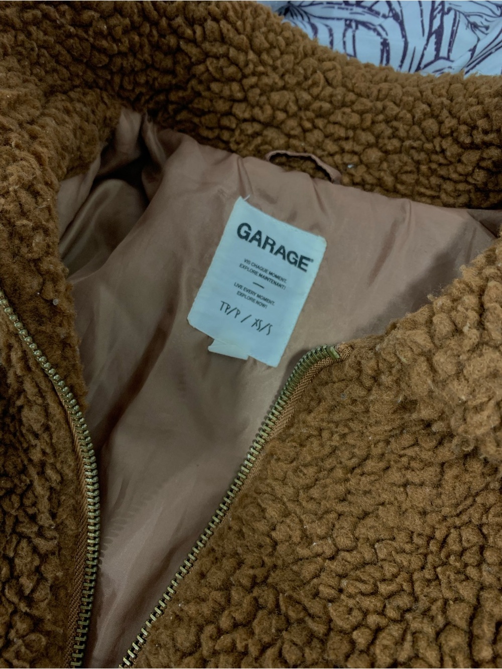 Garage Chestnut Brown Sherpa Zip-Up Jacket - Picture 3 of 3